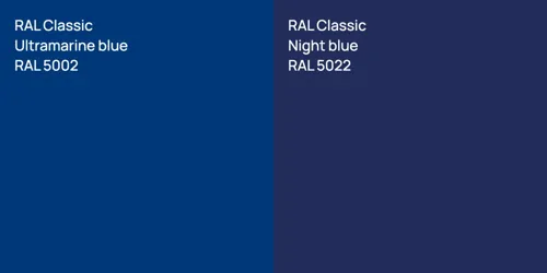 RAL 5002  Ultramarine blue vs RAL 5022  Night blue