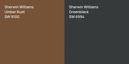 SW 9100 Umber Rust vs SW 6994 Greenblack