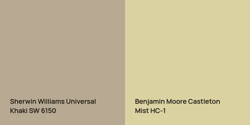 SW 6150 Universal Khaki vs HC-1 Castleton Mist