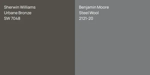 SW 7048 Urbane Bronze vs 2121-20 Steel Wool