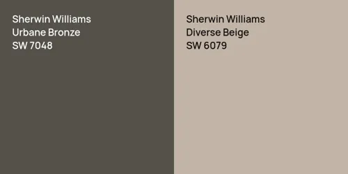 SW 7048 Urbane Bronze vs SW 6079 Diverse Beige