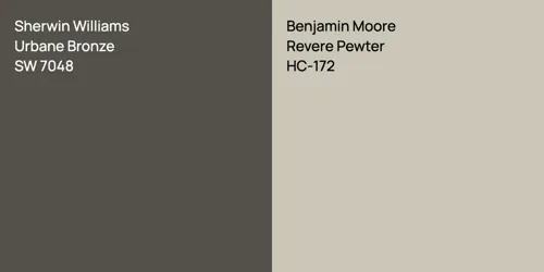 SW 7048 Urbane Bronze vs HC-172 Revere Pewter