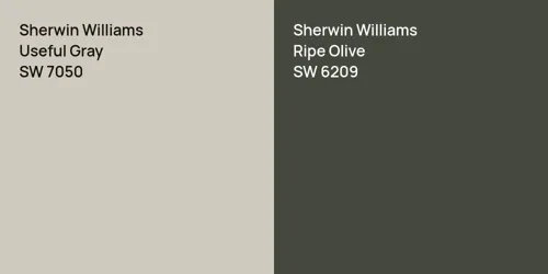 SW 7050 Useful Gray vs SW 6209 Ripe Olive