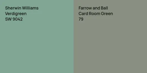 SW 9042 Verdigreen vs 79 Card Room Green