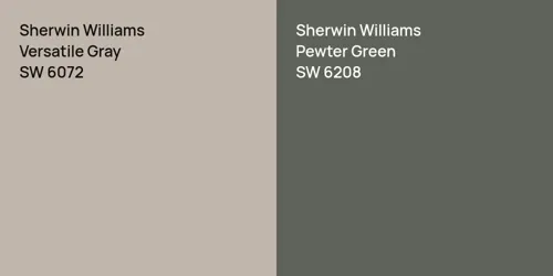 SW 6072 Versatile Gray vs SW 6208 Pewter Green