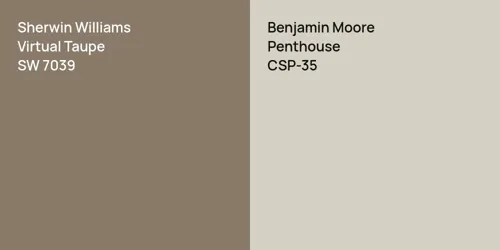 SW 7039 Virtual Taupe vs CSP-35 Penthouse