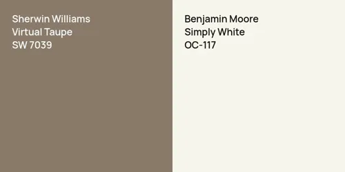 SW 7039 Virtual Taupe vs OC-117 Simply White