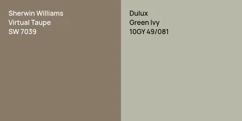 SW 7039 Virtual Taupe vs 10GY 49/081 Green Ivy