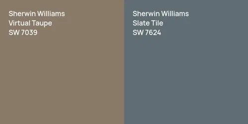 SW 7039 Virtual Taupe vs SW 7624 Slate Tile