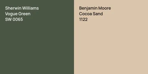 SW 0065 Vogue Green vs 1122 Cocoa Sand