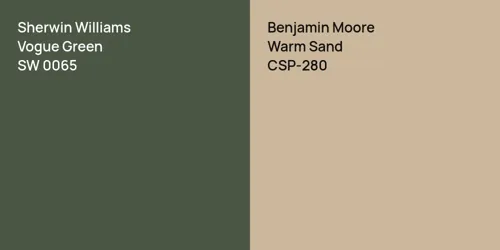 SW 0065 Vogue Green vs CSP-280 Warm Sand