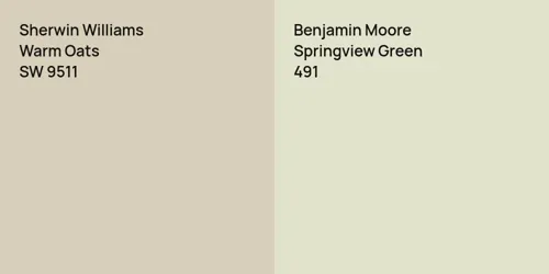 SW 9511 Warm Oats vs 491 Springview Green