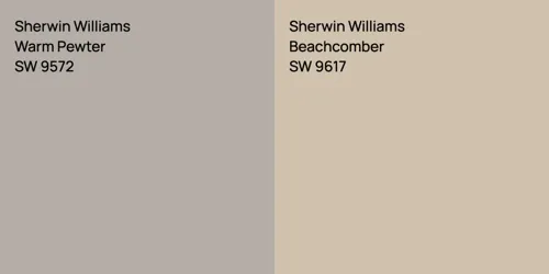 SW 9572 Warm Pewter vs SW 9617 Beachcomber