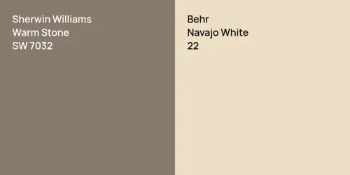 SW 7032 Warm Stone vs 22 Navajo White