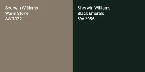 SW 7032 Warm Stone vs SW 2936 Black Emerald