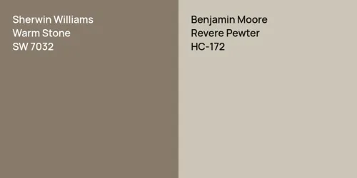 SW 7032 Warm Stone vs HC-172 Revere Pewter