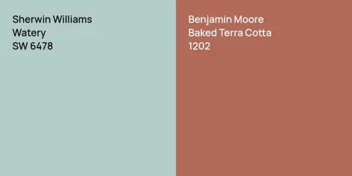 SW 6478 Watery vs 1202 Baked Terra Cotta