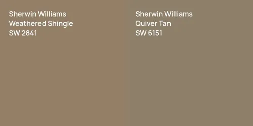 SW 2841 Weathered Shingle vs SW 6151 Quiver Tan