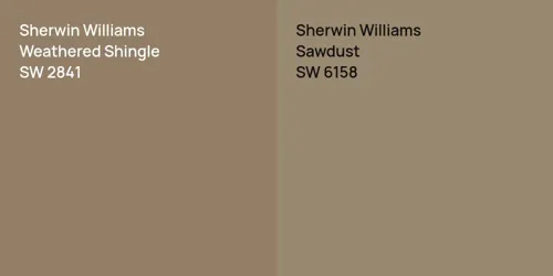 SW 2841 Weathered Shingle vs SW 6158 Sawdust