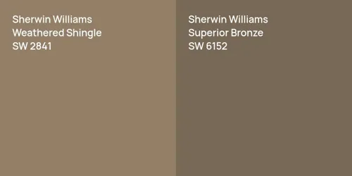 SW 2841 Weathered Shingle vs SW 6152 Superior Bronze