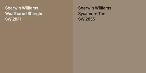 SW 2841 Weathered Shingle vs SW 2855 Sycamore Tan