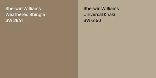 SW 2841 Weathered Shingle vs SW 6150 Universal Khaki