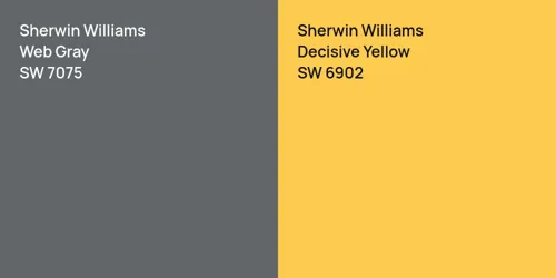 SW 7075 Web Gray vs SW 6902 Decisive Yellow