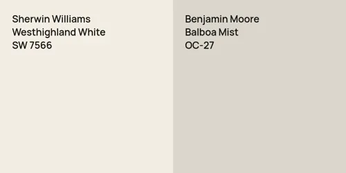 SW 7566 Westhighland White vs OC-27 Balboa Mist