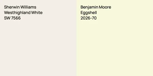 SW 7566 Westhighland White vs 2026-70 Eggshell