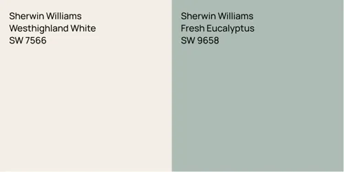 SW 7566 Westhighland White vs SW 9658 Fresh Eucalyptus