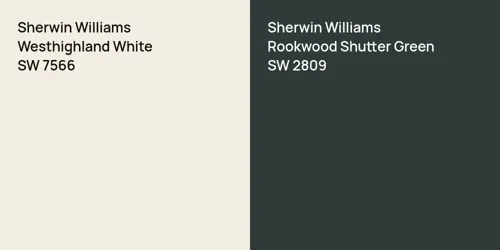 SW 7566 Westhighland White vs SW 2809 Rookwood Shutter Green