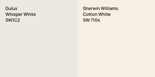 SW1C2 Whisper White vs SW 7104 Cotton White