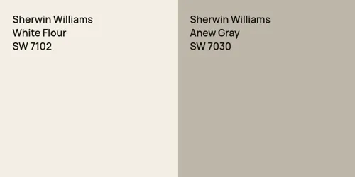 SW 7102 White Flour vs SW 7030 Anew Gray