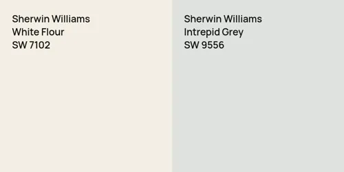 SW 7102 White Flour vs SW 9556 Intrepid Grey