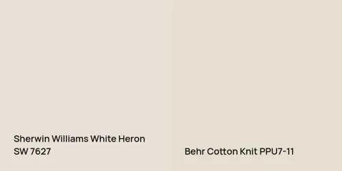 SW 7627 White Heron vs PPU7-11 Cotton Knit