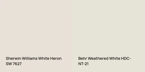 SW 7627 White Heron vs HDC-NT-21 Weathered White