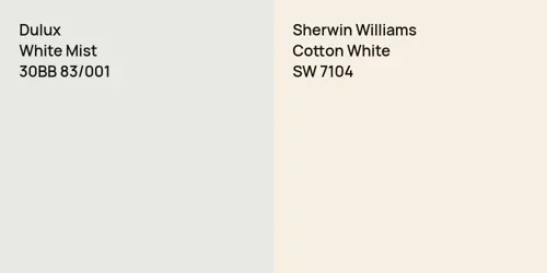 30BB 83/001 White Mist vs SW 7104 Cotton White