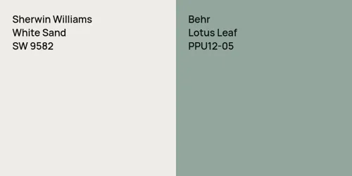 SW 9582 White Sand vs PPU12-05 Lotus Leaf