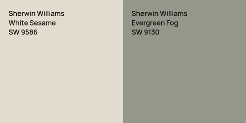 SW 9586 White Sesame vs SW 9130 Evergreen Fog