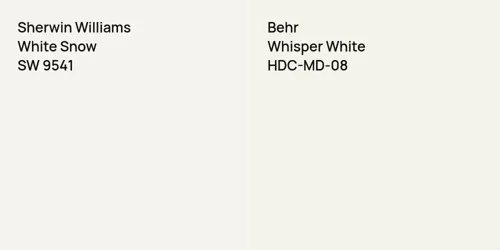 SW 9541 White Snow vs HDC-MD-08 Whisper White