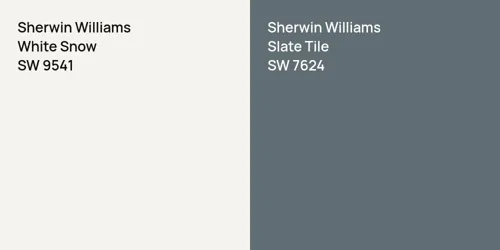 SW 9541 White Snow vs SW 7624 Slate Tile