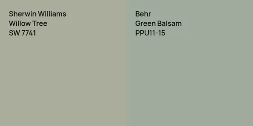 SW 7741 Willow Tree vs PPU11-15 Green Balsam