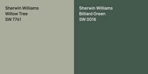 SW 7741 Willow Tree vs SW 0016 Billiard Green