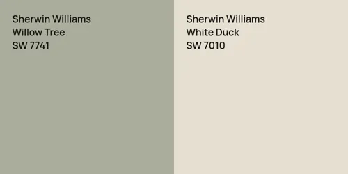 SW 7741 Willow Tree vs SW 7010 White Duck