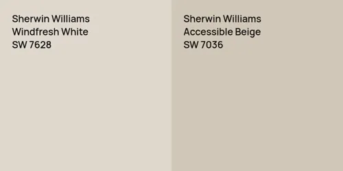 SW 7628 Windfresh White vs SW 7036 Accessible Beige