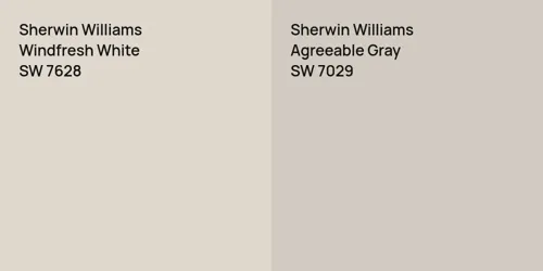 SW 7628 Windfresh White vs SW 7029 Agreeable Gray