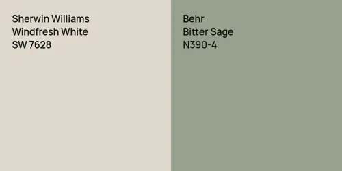 SW 7628 Windfresh White vs N390-4 Bitter Sage