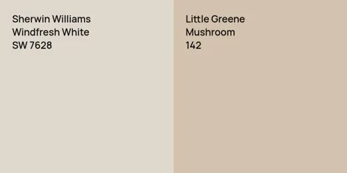 SW 7628 Windfresh White vs 142 Mushroom