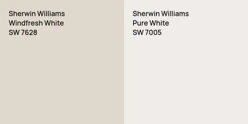 SW 7628 Windfresh White vs SW 7005 Pure White