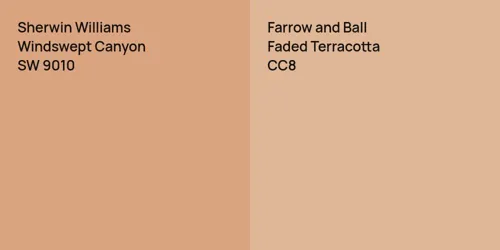 SW 9010 Windswept Canyon vs CC8 Faded Terracotta